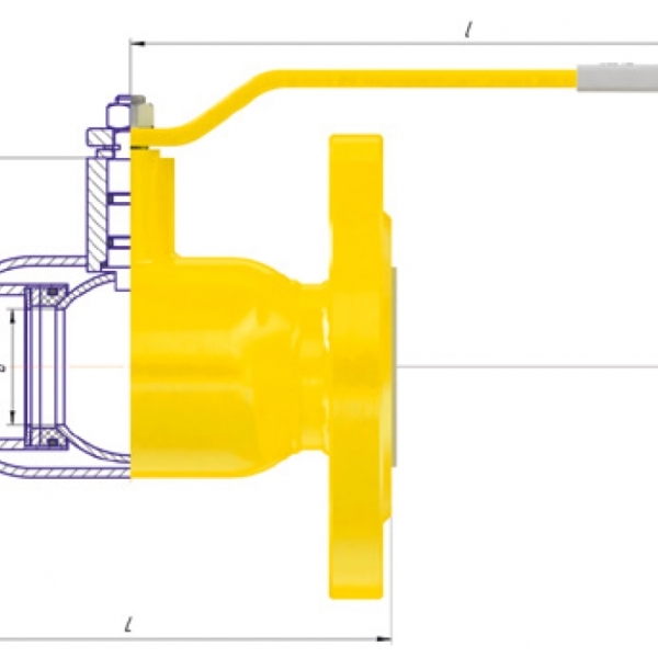 Схема крана ALSO GAS KШ.Ф.GAS DN 15-100 PN 16-40 фланец/фланец (редуцированный)