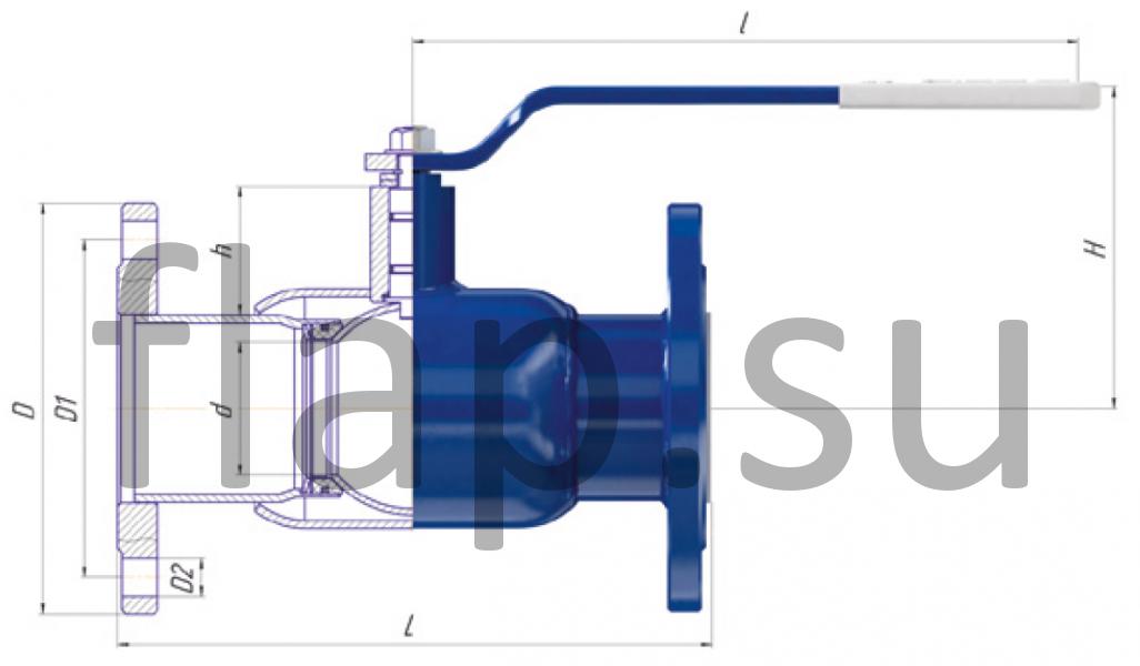 Кран ALSO RS КШ.Ф.RS DN 15-80 PN 16-40 фланец/фланец (редуцированный ...