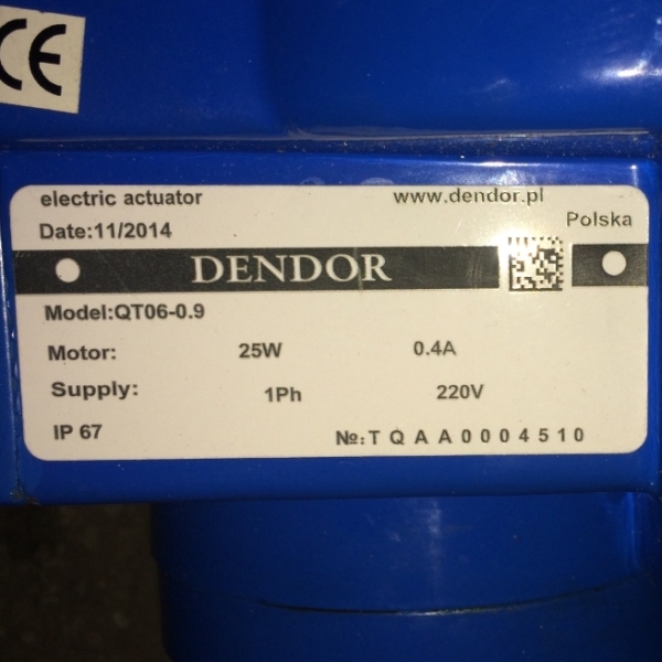 Затвор DENDOR 017 W DN100 с электроприводом DENDOR QT06-0-9
